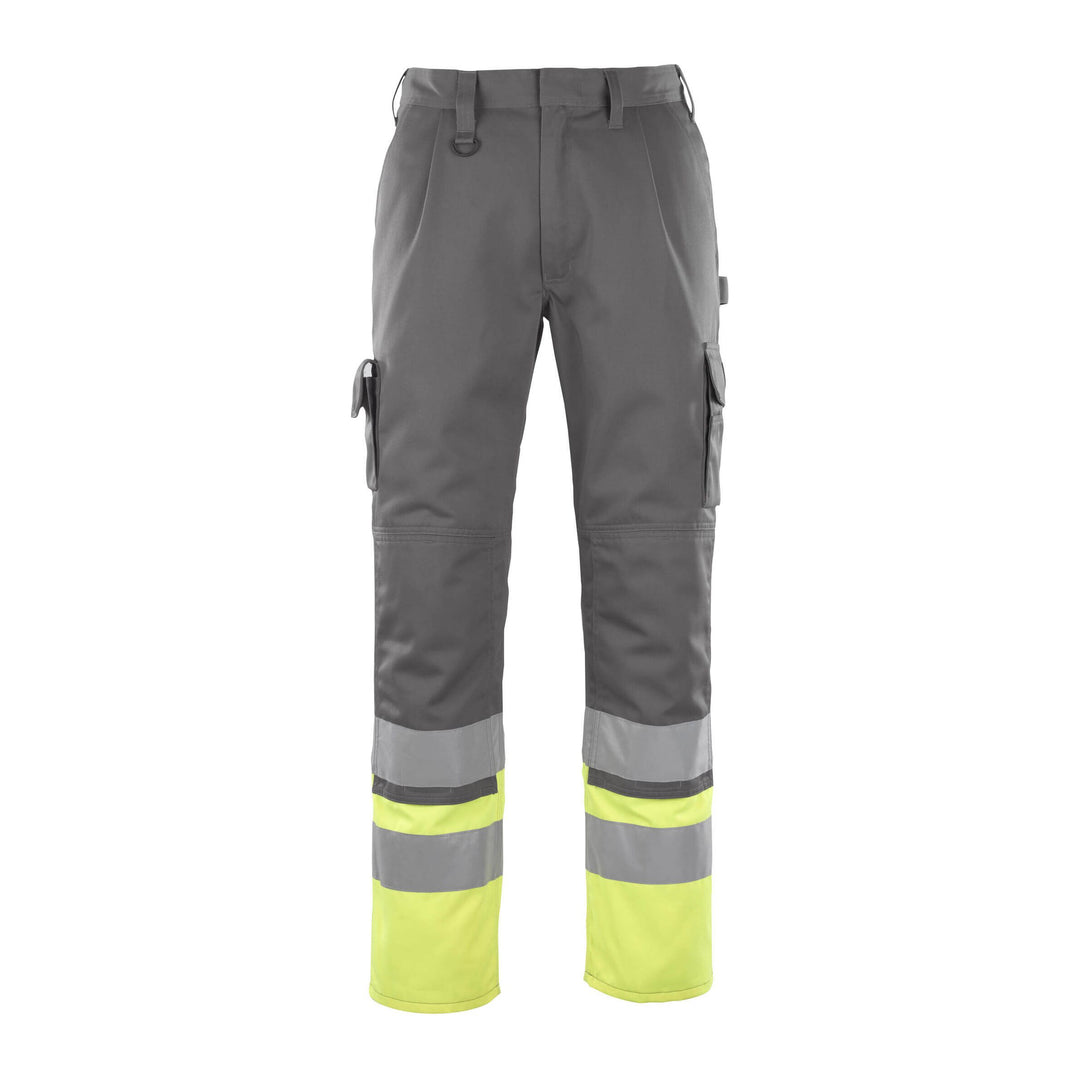 Mascot Patos Hi-Vis Work Trousers 12379-430 Front #colour_anthracite-grey-hi-vis-yellow