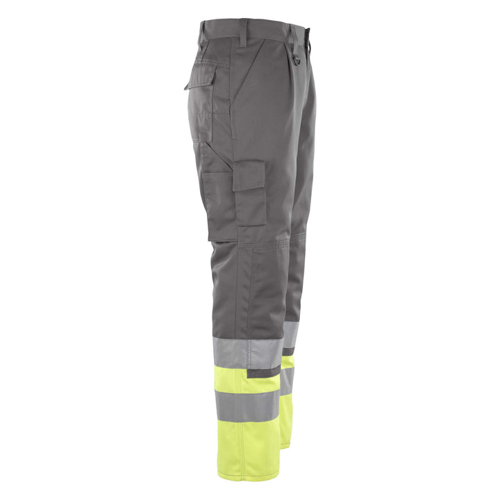 Mascot Patos Hi-Vis Work Trousers 12379-430 Left #colour_anthracite-grey-hi-vis-yellow