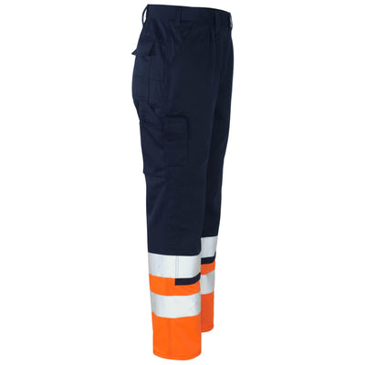 Mascot Patos Hi-Vis Work Trousers 12379-430 Left #colour_navy-blue-hi-vis-orange