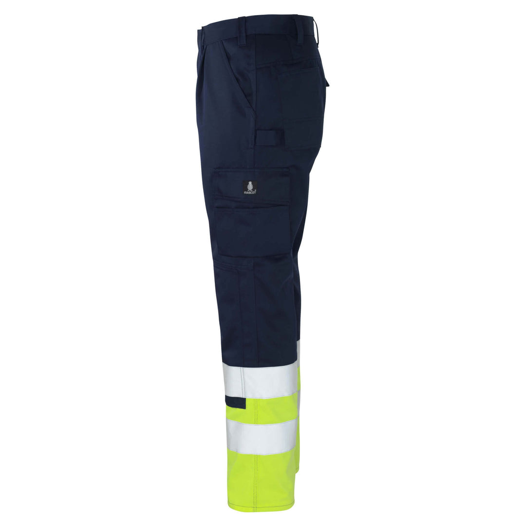 Mascot Patos Hi-Vis Work Trousers 12379-430 Right #colour_navy-blue-hi-vis-yellow