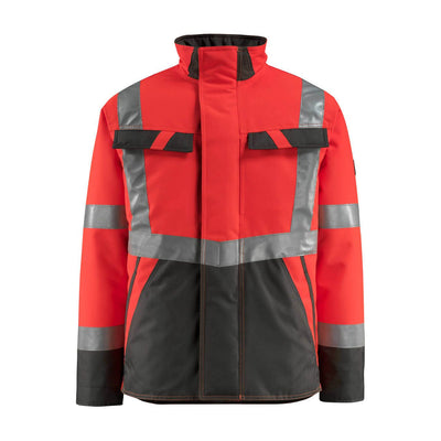 Mascot Penrith Hi-Vis Winter Jacket 15935-126 Front #colour_hi-vis-red-dark-anthracite-grey