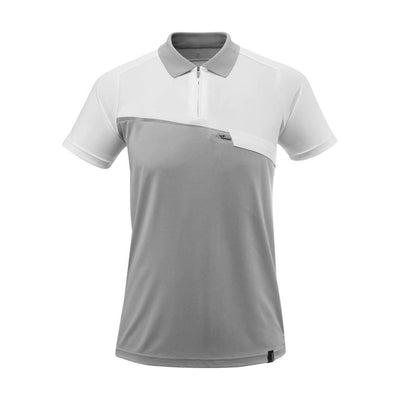 Mascot Polo Shirt Advanced Zip-Pocket 17283-945 Front #colour_grey-flecked-white