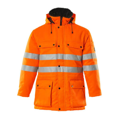 Mascot Quebec Hi-Vis Winter Parka Jacket 00510-660 Front #colour_hi-vis-orange