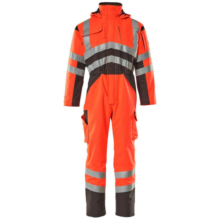 Mascot Safara Hi-Vis Winter Boilersuit 11019-025 Front #colour_hi-vis-red-dark-anthracite-grey