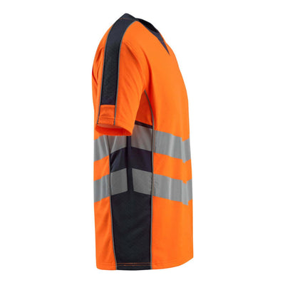 Mascot Sandwell Hi-Vis T-shirt 50127-933 Left #colour_hi-vis-orange-dark-navy-blue
