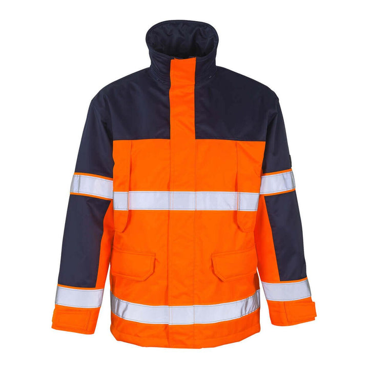 Mascot Savona Hi-Vis Parka Jacket 00930-880 Front #colour_hi-vis-orange-navy-blue