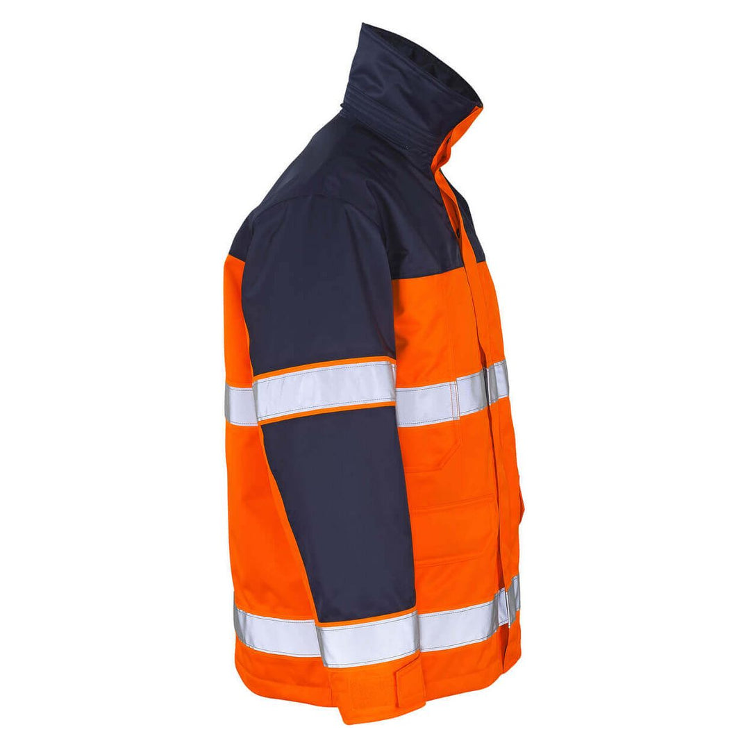 Mascot Savona Hi-Vis Parka Jacket 00930-880 Left #colour_hi-vis-orange-navy-blue