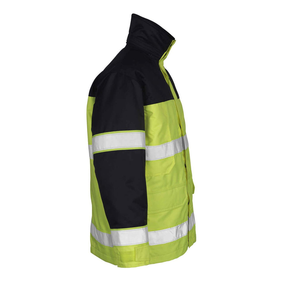 Mascot Savona Hi-Vis Parka Jacket 00930-880 Left #colour_hi-vis-yellow-navy-blue