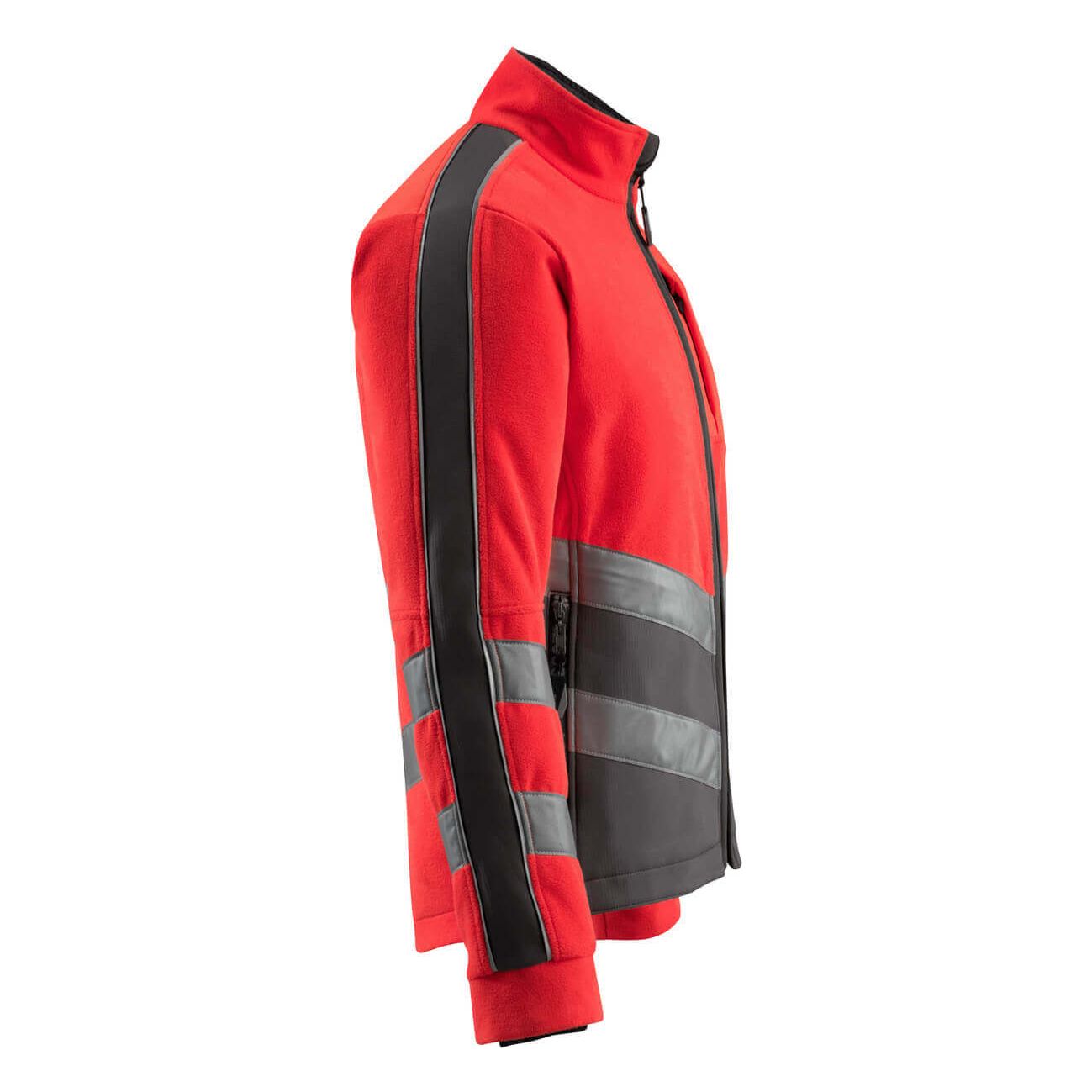 Mascot Sheffield Hi-Vis Fleece Jacket 15503-259 Left #colour_hi-vis-red-dark-anthracite-grey