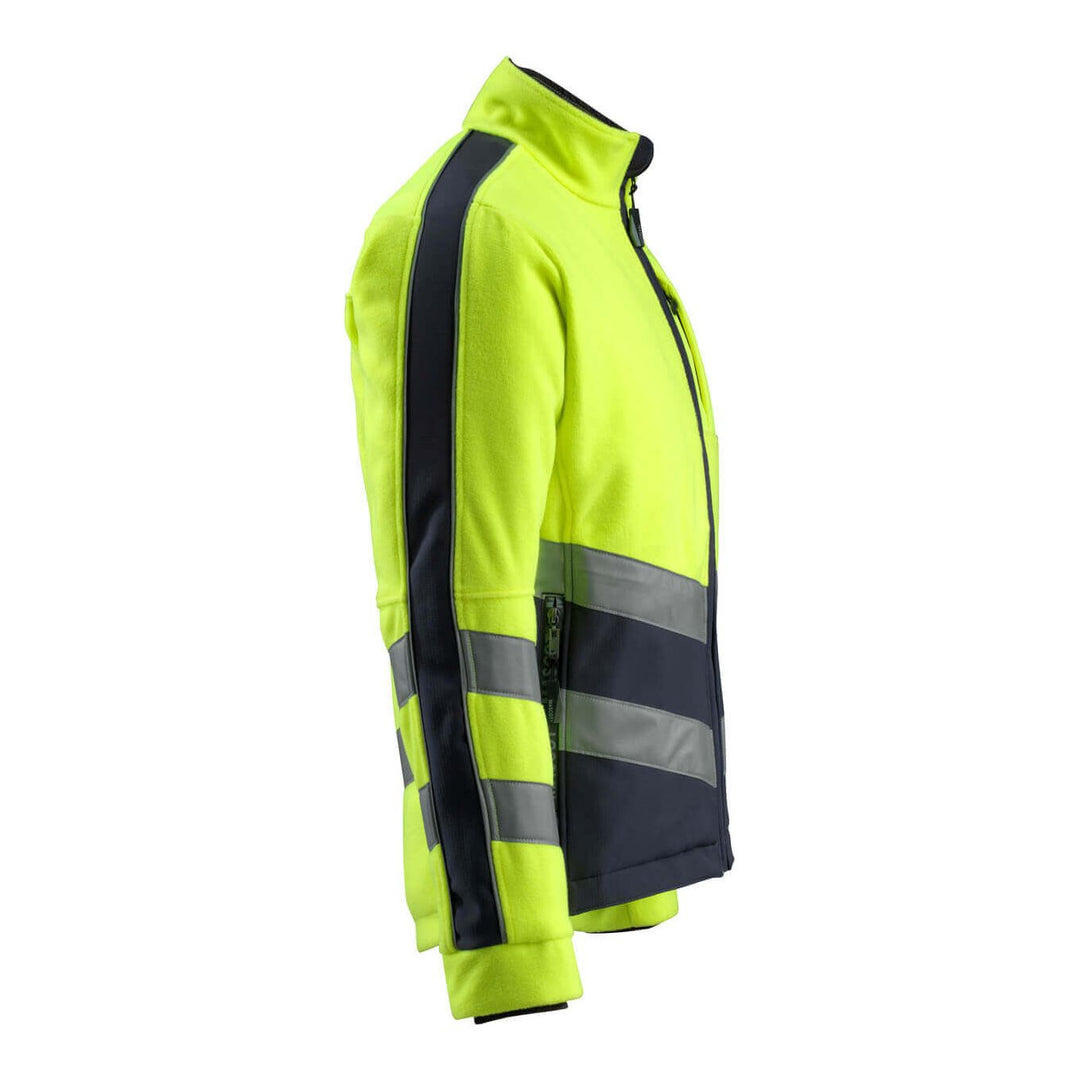 Mascot Sheffield Hi-Vis Fleece Jacket 15503-259 Left #colour_hi-vis-yellow-dark-navy-blue