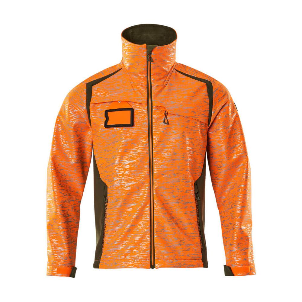 Mascot Softshell Jacket Water-Resistant 19202-291 Front #colour_hi-vis-orange-moss-green