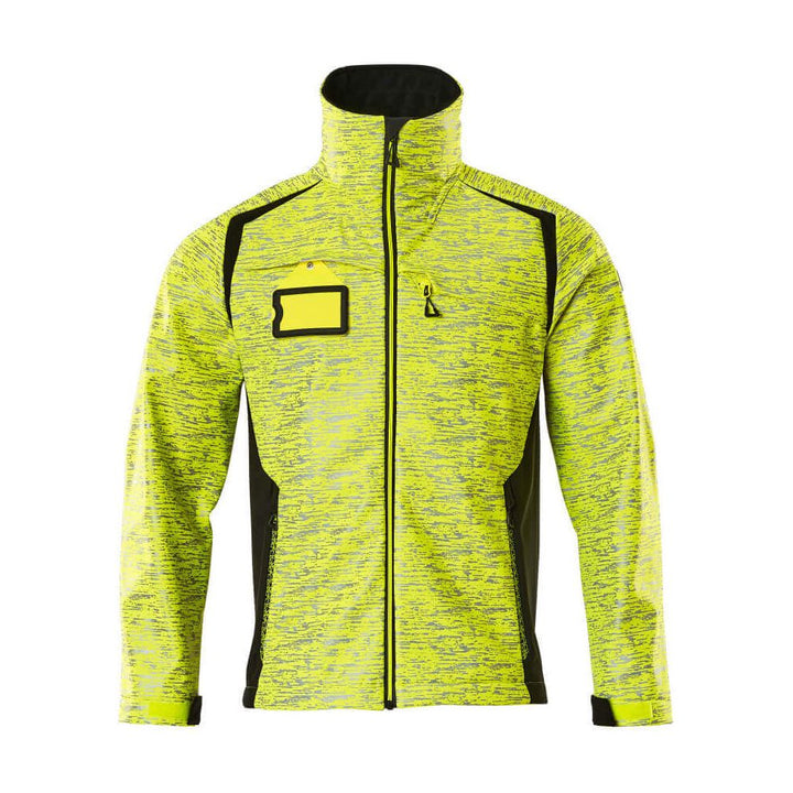 Mascot Softshell Jacket Water-Resistant 19202-291 Front #colour_hi-vis-yellow-black