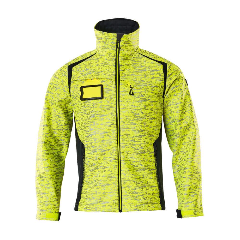 Mascot Softshell Jacket Water-Resistant 19202-291 Front #colour_hi-vis-yellow-dark-navy-blue