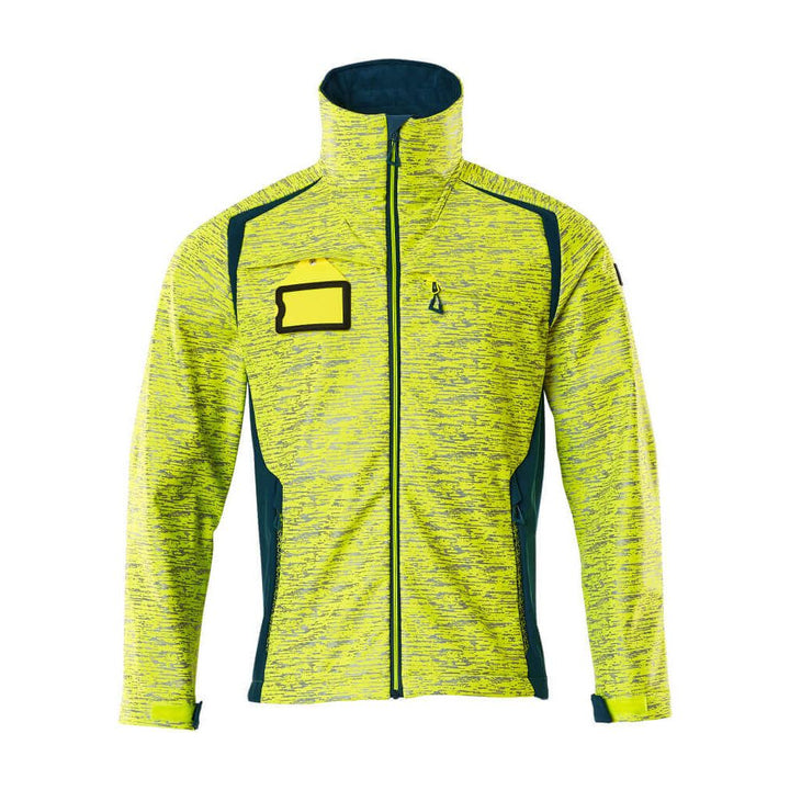 Mascot Softshell Jacket Water-Resistant 19202-291 Front #colour_hi-vis-yellow-dark-petroleum