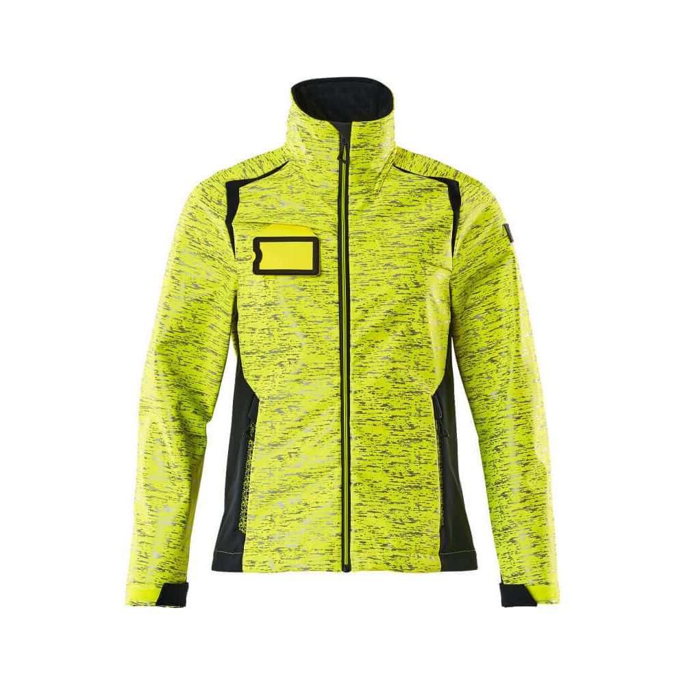 Mascot Softshell Jacket Water-Resistant 19212-291 Front #colour_hi-vis-yellow-dark-navy-blue