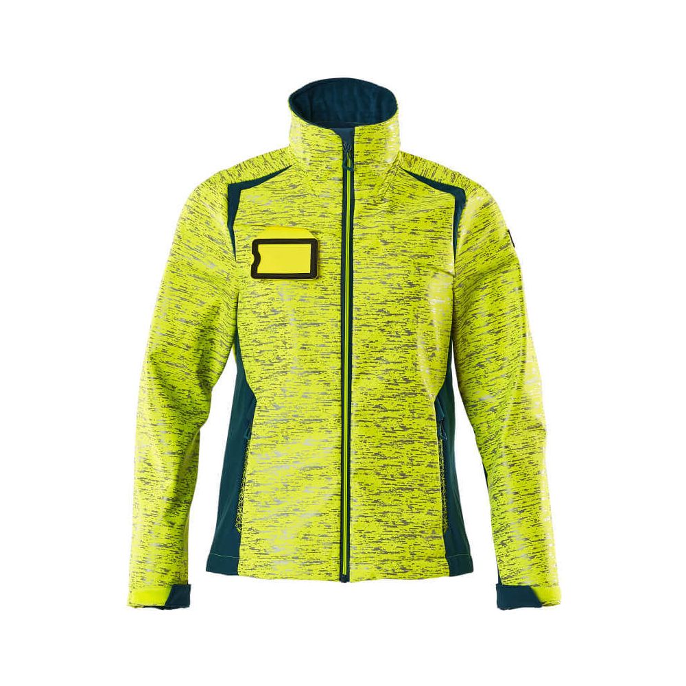 Mascot Softshell Jacket Water-Resistant 19212-291 Front #colour_hi-vis-yellow-dark-petroleum