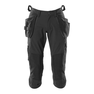 Mascot Stretch Work Trousers 3-4-Length 18249-311 Front #colour_black