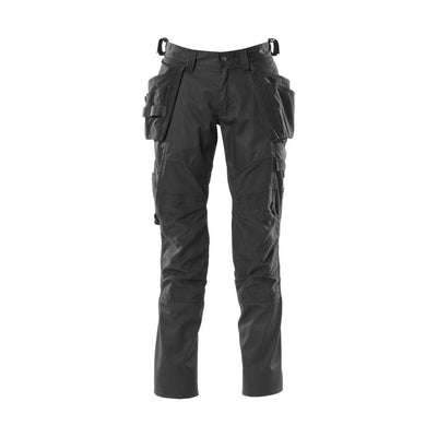 Mascot Stretch Work Trousers Kneepad Holster-Pockets 18531-442 Front #colour_black