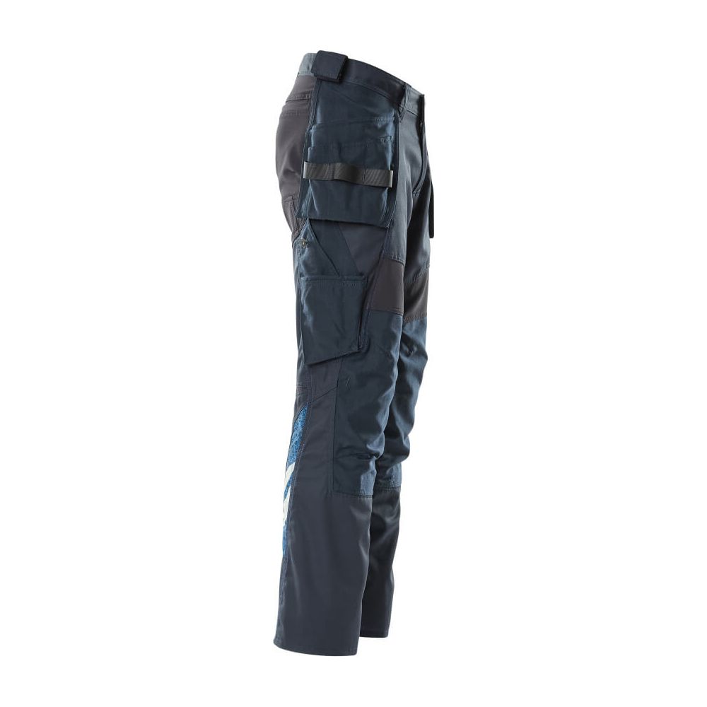 Mascot Stretch Work Trousers Kneepad Holster-Pockets 18531-442 Left #colour_dark-navy-blue