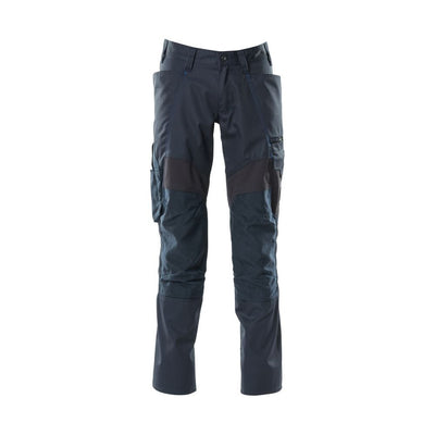 Mascot Stretch Work Trousers Kneepad-Pockets 18579-442 Front #colour_dark-navy-blue