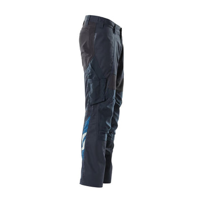 Mascot Stretch Work Trousers Kneepad-Pockets 18579-442 Left #colour_dark-navy-blue