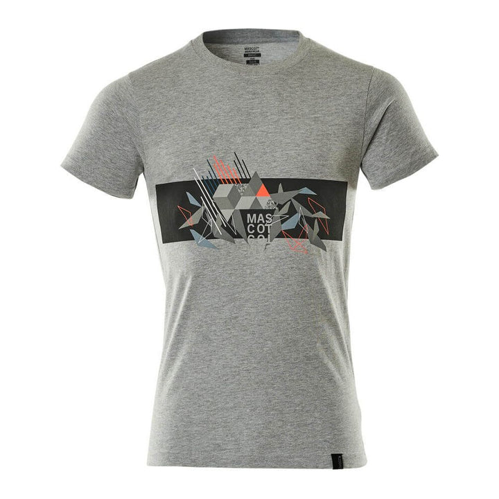 Mascot T-shirt 19182-965 Front #colour_grey-flecked-hi-vis-red