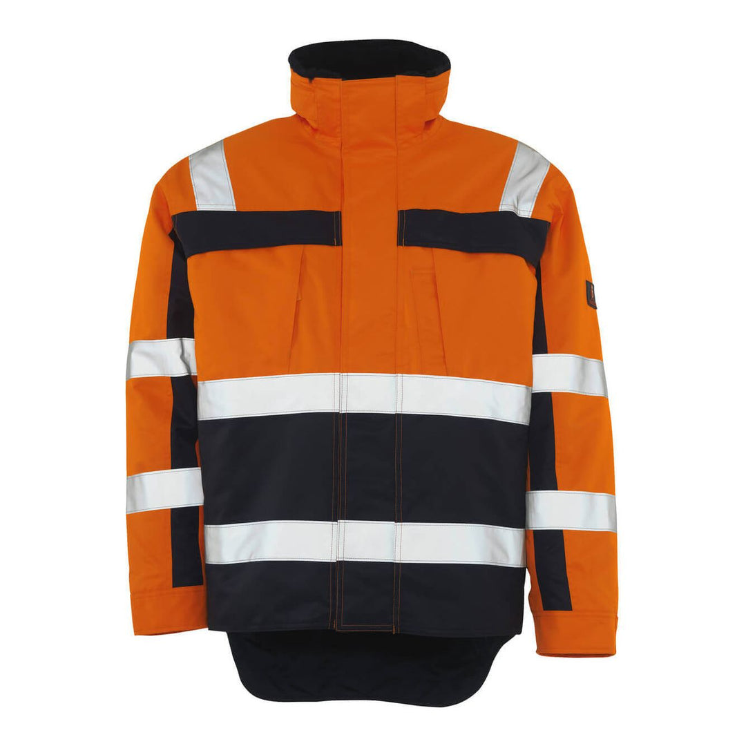 Mascot Teresina Hi-Vis Winter Jacket 07223-880 Front #colour_hi-vis-orange-navy-blue