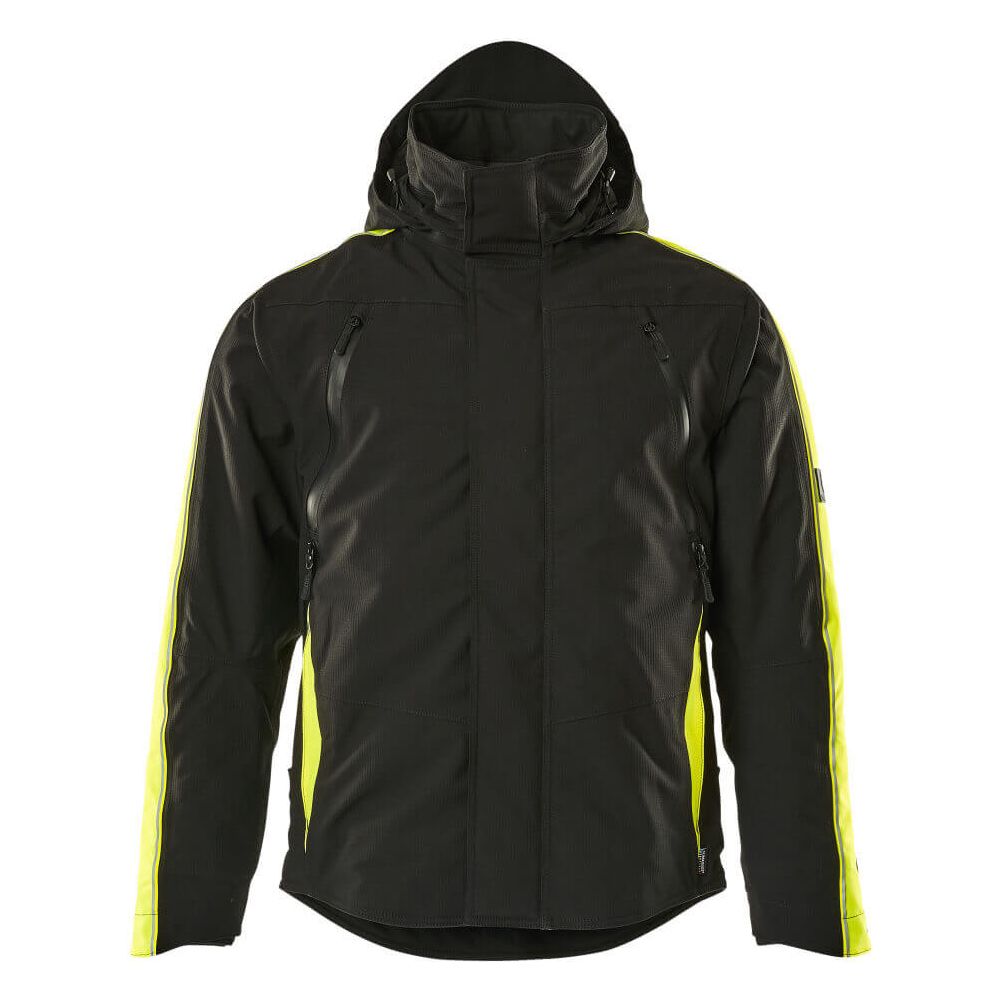 Mascot Tolosa Winter Jacket Breathable-Waterproof 15035-222 Front #colour_black-hi-vis-yellow