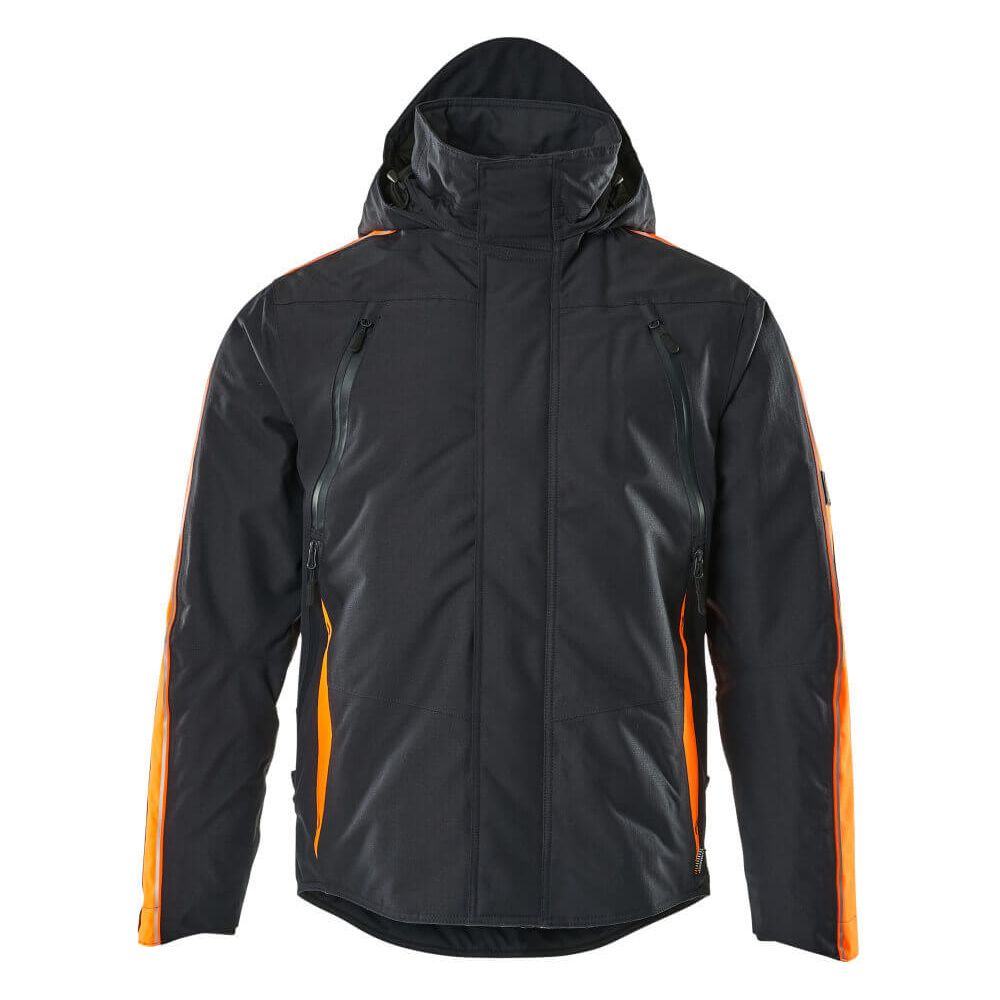Mascot Tolosa Winter Jacket Breathable-Waterproof 15035-222 Front #colour_dark-navy-blue-hi-vis-orange