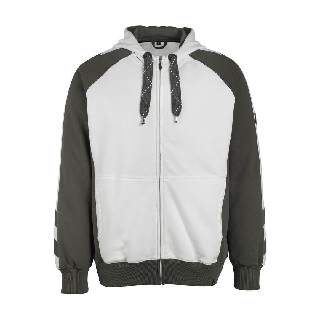 Mascot Wiesbaden Zip-Up Hoodie Jumper 50509-811 Front #colour_white-dark-anthracite-grey