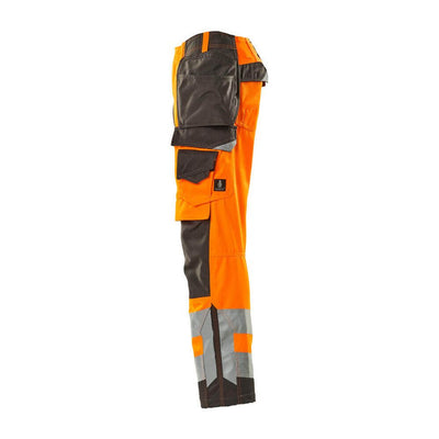 Mascot Wigan Hi-Vis Work Trousers 15531-860 Right #colour_hi-vis-orange-dark-anthracite-grey