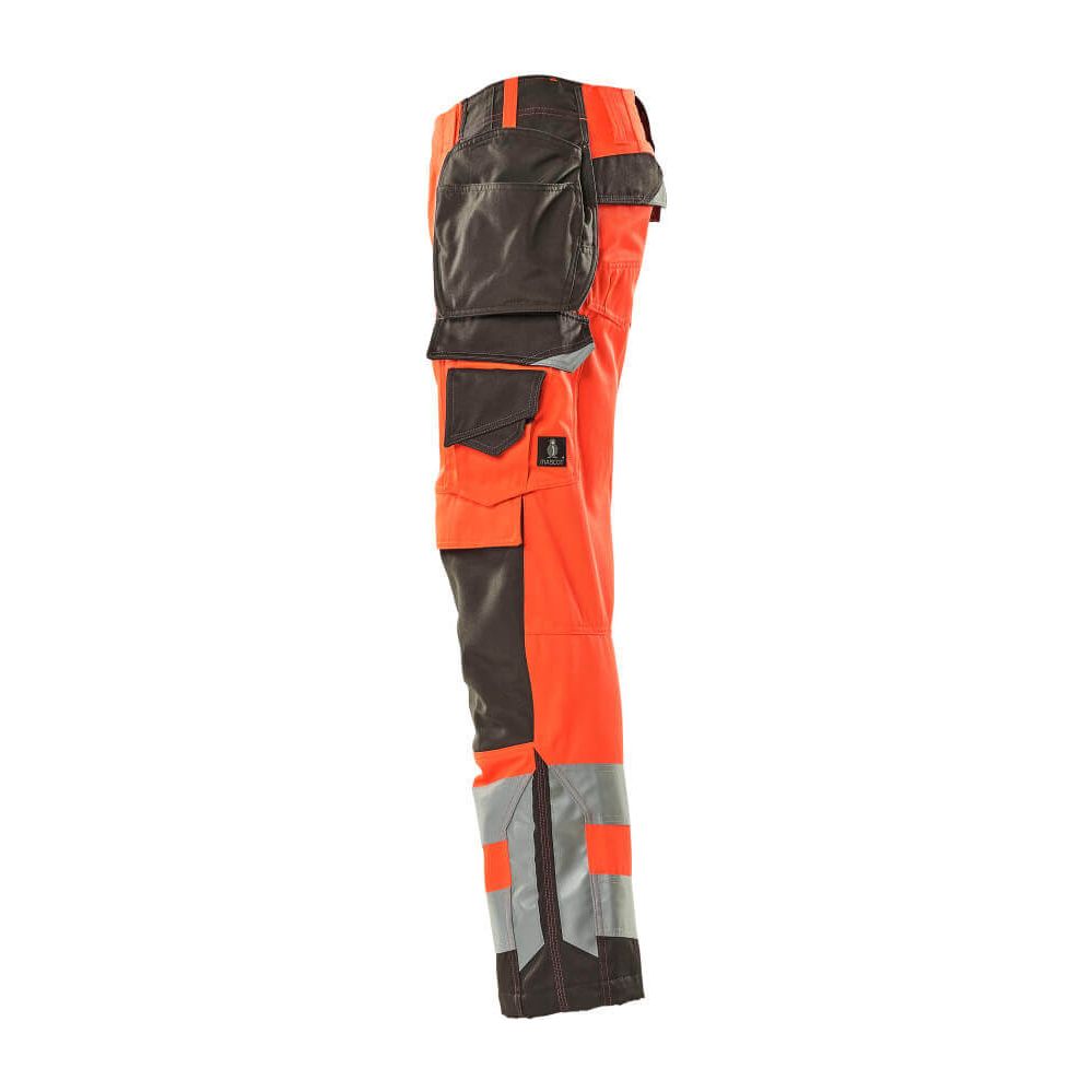 Mascot Wigan Hi-Vis Work Trousers 15531-860 Right #colour_hi-vis-red-dark-anthracite-grey