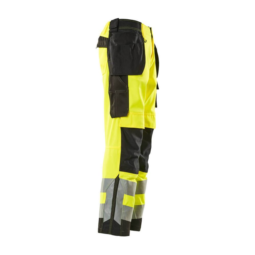 Mascot Wigan Hi-Vis Work Trousers 15531-860 Left #colour_hi-vis-yellow-black