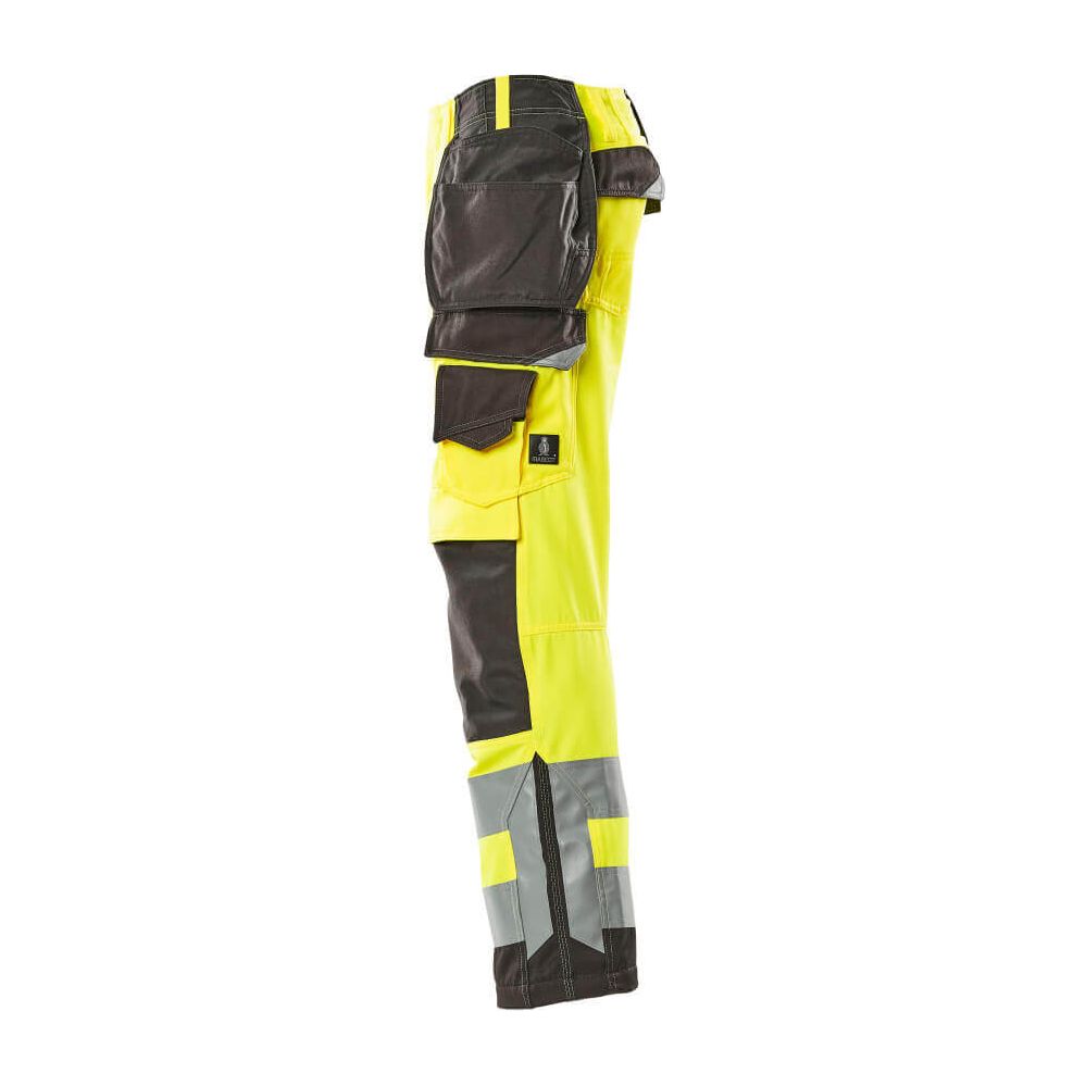 Mascot Wigan Hi-Vis Work Trousers 15531-860 Right #colour_hi-vis-yellow-dark-anthracite-grey