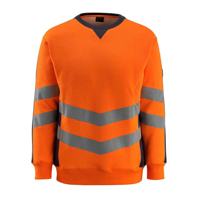 Mascot Wigton Hi-Vis Sweatshirt 50126-932 Front #colour_hi-vis-orange-dark-navy-blue
