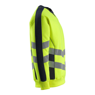 Mascot Wigton Hi-Vis Sweatshirt 50126-932 Left #colour_hi-vis-yellow-dark-navy-blue