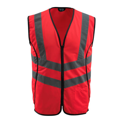 Mascot Wingate Hi-Vis Traffic Vest 50145-982 Front #colour_hi-vis-red