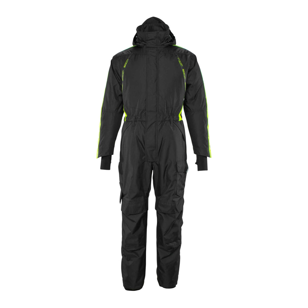 Mascot Winter Kneepad Boilersuit Breathable-Waterproof 17019-231 Front #colour_black-hi-vis-yellow