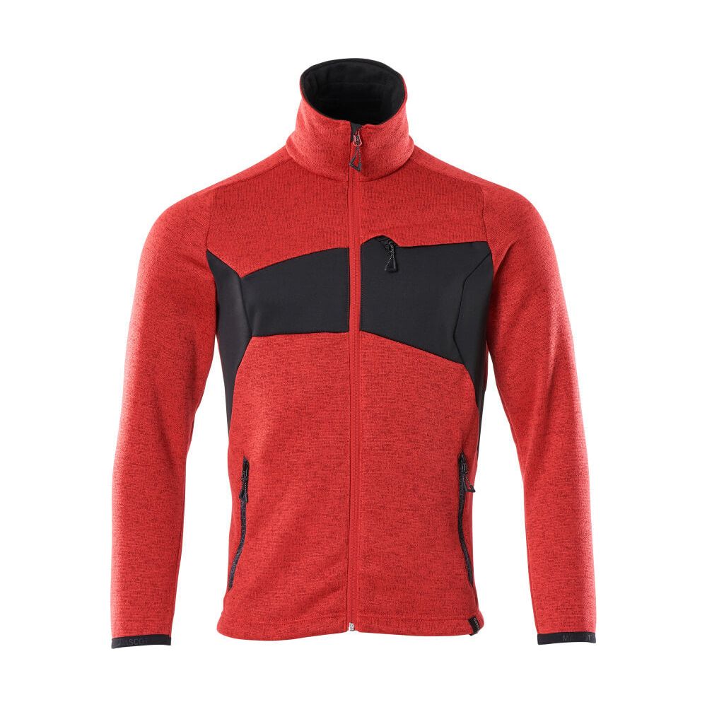 Mascot Zip-Up Knitted Jumper 18105-951 Front #colour_traffic-red-black