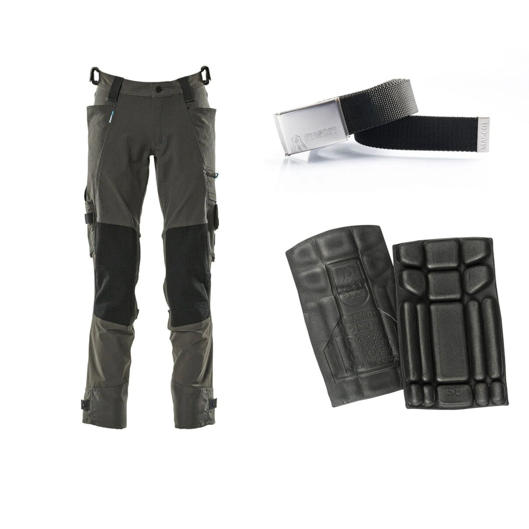 Mascot Special Offer 17079-311 Advanced Trousers Pack - Stretch Kneepad-Pocket Trousers + Belt + Knee Pads