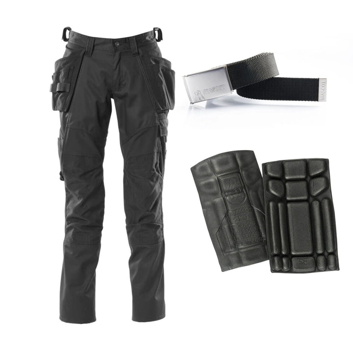 Mascot Special Offer 18531-442 Trousers Pack - Stretch Work Trousers with Holster Pockets + Belt + Knee pads