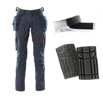 Mascot Special Offer 18531-442 Trousers Pack - Stretch Work Trousers with Holster Pockets + Belt + Knee pads