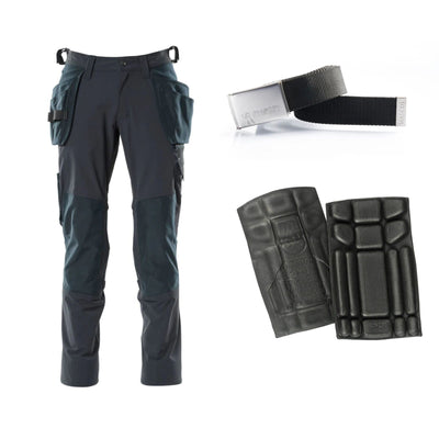 Mascot Special Offer 18031-311 Trousers Pack - 4-Way-Stretch Trousers + Belt + Knee Pads