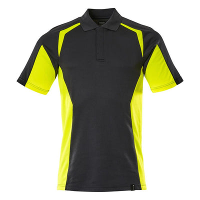 Mascot Hi-Vis Stretch Polo Shirt 22083-771 Front #colour_black-hi-vis-yellow