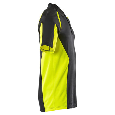 Mascot Hi-Vis Stretch Polo Shirt 22083-771 Left #colour_black-hi-vis-yellow
