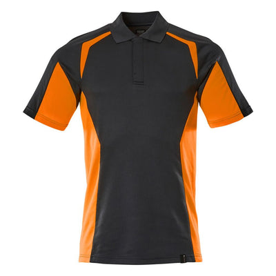 Mascot Hi-Vis Stretch Polo Shirt 22083-771 Front #colour_dark-navy-blue-hi-vis-orange