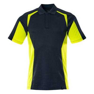 Mascot Hi-Vis Stretch Polo Shirt 22083-771 Front #colour_dark-navy-blue-hi-vis-yellow