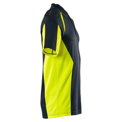 Mascot Hi-Vis Stretch Polo Shirt 22083-771 Left #colour_dark-navy-blue-hi-vis-yellow