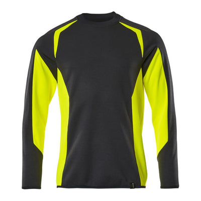 Mascot Hi-Vis Stretch Sweatshirt 22084-781 Front #colour_black-hi-vis-yellow