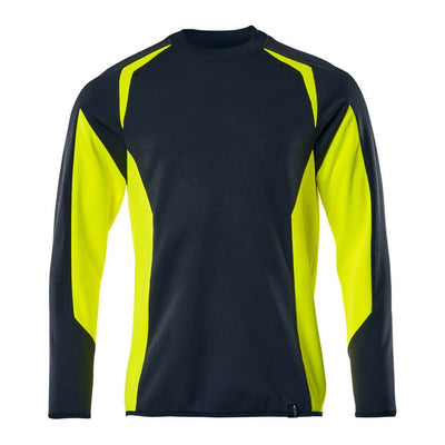 Mascot Hi-Vis Stretch Sweatshirt 22084-781 Front #colour_dark-navy-blue-hi-vis-yellow